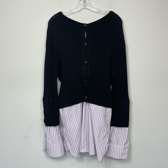 KENZO PARIS LAYERED RIBBED COTTON BLEND KNIT AND COTTON POPLIN SWEATER SHIRT XL - Picture 9 of 16